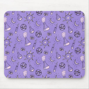 Witch Potions Purple Alchemy Pattern Mouse Pad