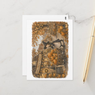 Witch Pumpkin Delivery for Autumn Market Lovers Postcard