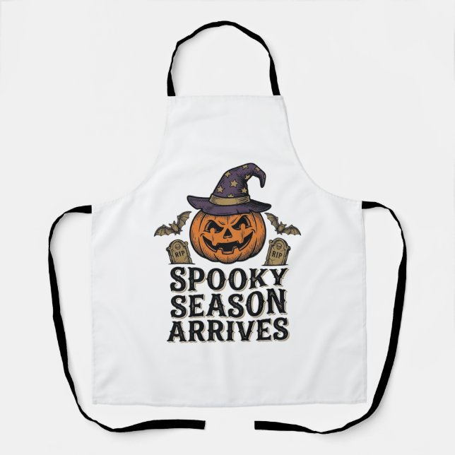Witch Pumpkin Halloween Vintage Engraving Shirt De Apron (Front)