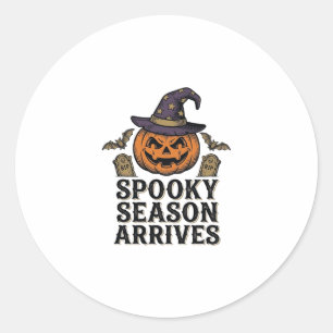 Witch Pumpkin Halloween Vintage Engraving Shirt De Classic Round Sticker