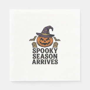 Witch Pumpkin Halloween Vintage Engraving Shirt De Napkin