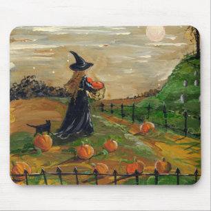 Witch Pumpkin Patch Mountain Mouse Pad