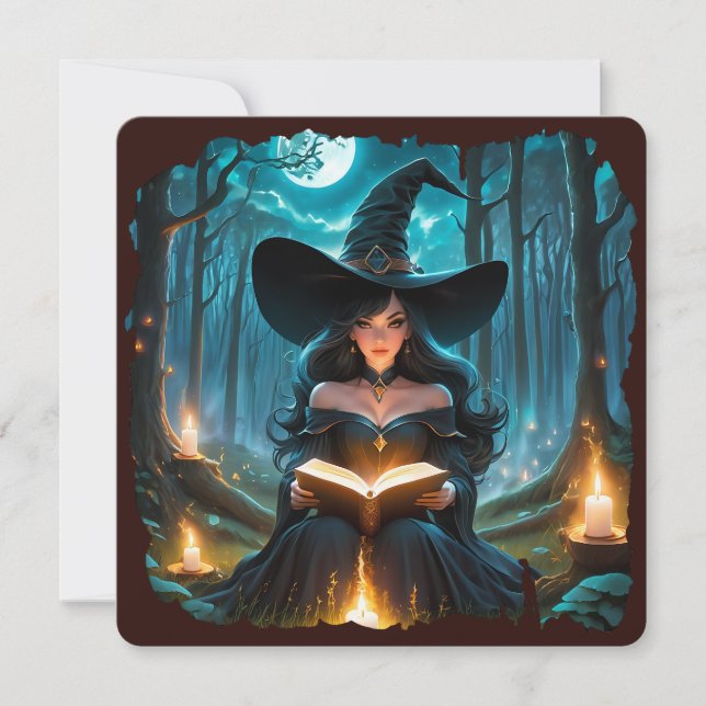 Witch reading a Book - Wicca Halloween 2 (Front)