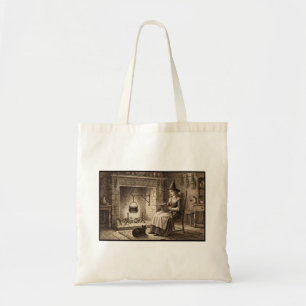 Witch Reading A Book with Black Cat Book Lover Tote Bag