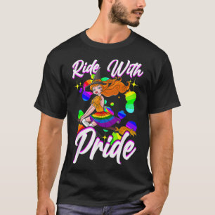 Witch Ride With Pride LGBTQ Gay Lesbian Halloween  T-Shirt