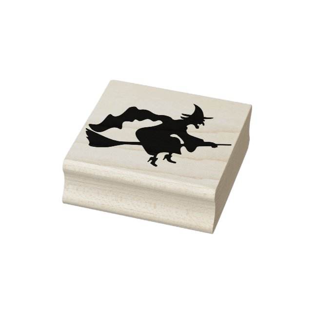 Witch riding a broom 2 silhouette art stamp (Stamp)