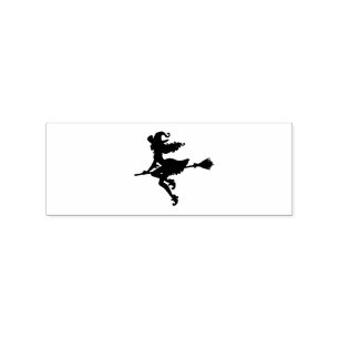 Witch Riding a broom Halloween Thunder_Cove Rubber Stamp