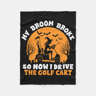 Witch Riding A Golf Cart Funny Halloween  Fleece Blanket