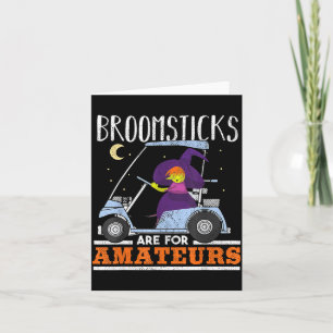Witch Riding a Golf Cart Funny Halloween Shirt Card