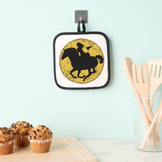 Witch Riding Across the Full Moon Pot Holder (Insitu(Hanging))