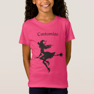 Witch Riding Broom Halloween  T-Shirt