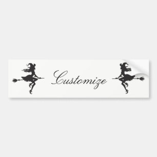 Witch Riding Broom Halloween Thunder_Cove Bumper Sticker