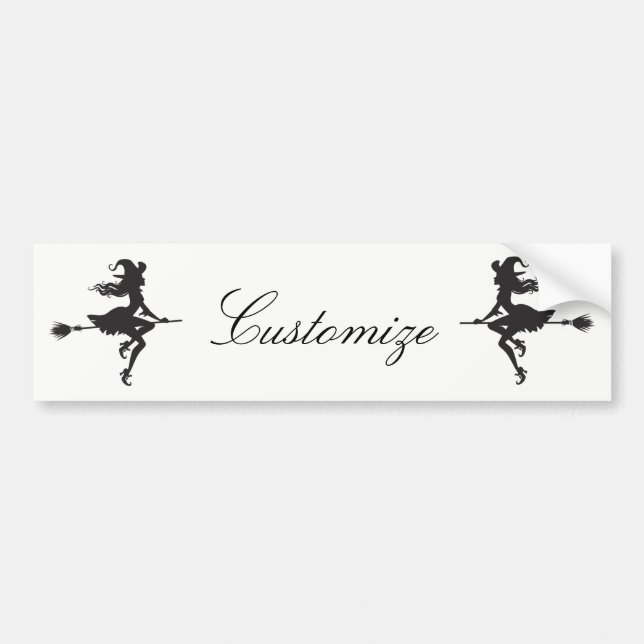 Witch Riding Broom Halloween Thunder_Cove Bumper Sticker (Front)