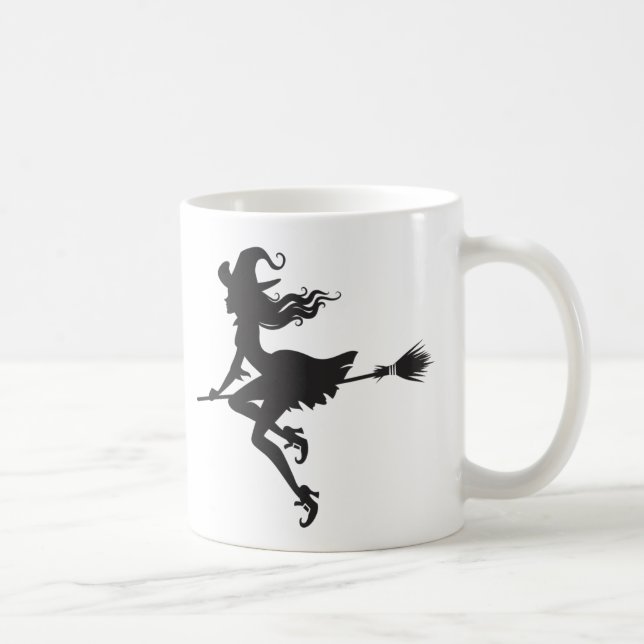Witch Riding Broom Halloween Thunder_Cove Coffee Mug (Right)