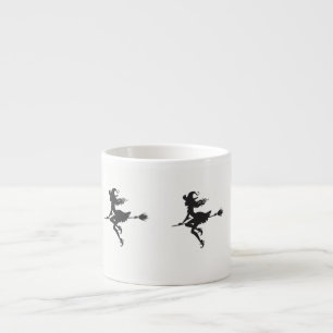 Witch Riding Broom Halloween Thunder_Cove Espresso Cup