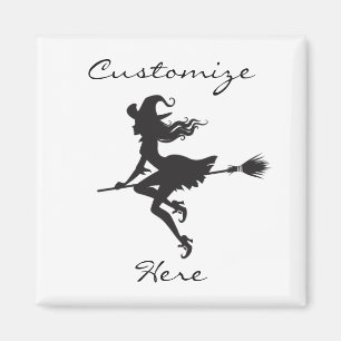Witch Riding Broom Halloween Thunder_Cove Magnet