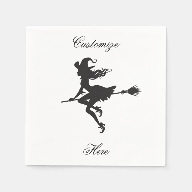 Witch Riding Broom Halloween Thunder_Cove Napkin (Front)