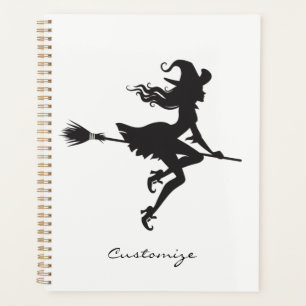 Witch Riding Broom Halloween Thunder_Cove Planner