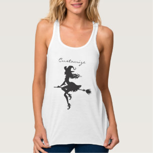 Witch Riding Broom Halloween Thunder_Cove Singlet