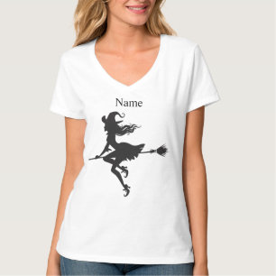 Witch Riding Broom Halloween Thunder_Cove T-Shirt