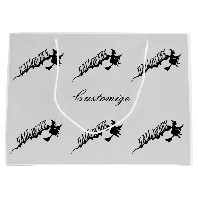 Witch Riding Broom Thunder_Cove  Halloween Large Gift Bag (Front)