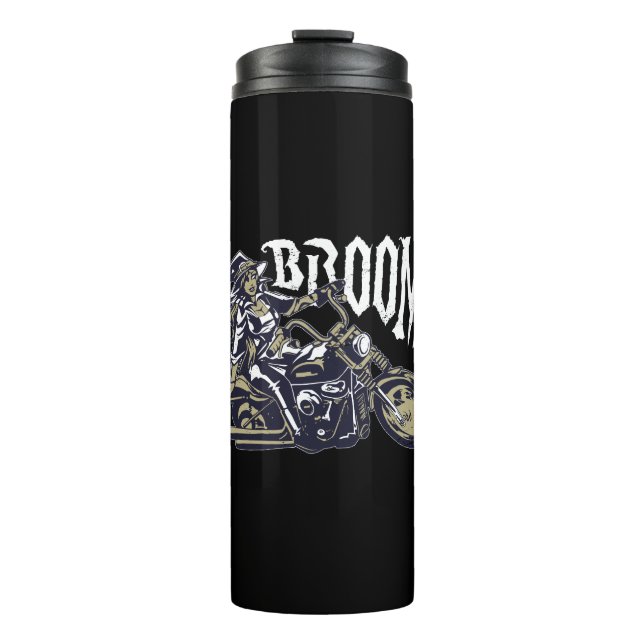 Witch Riding Motorcycle Thermal Tumbler (Front)