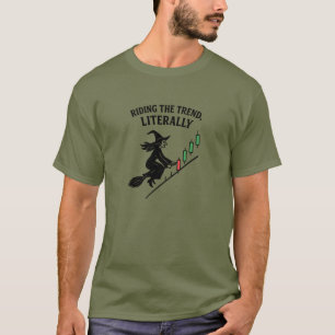 Witch Riding the Trend Candlestick Trader T-Shirt