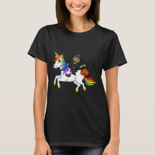 Witch Riding Unicorn Fun Halloween Girls Kids T-Shirt
