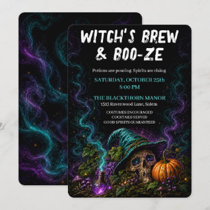Witch’s Brew & Boo ze Gothic Halloween Cocktail  Invitation
