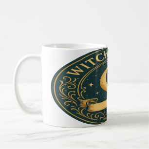 Witch’s Brew – Crescent Moon & Stars Vintage Badge Coffee Mug
