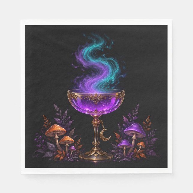 Witch’s Brew Gothic Potion Halloween Cocktail Napkin (Front)