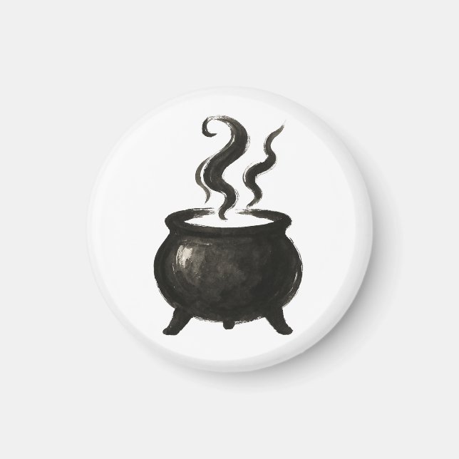 Witch’s Brew – Minimalist Halloween Caldron on  Magnet (Front)