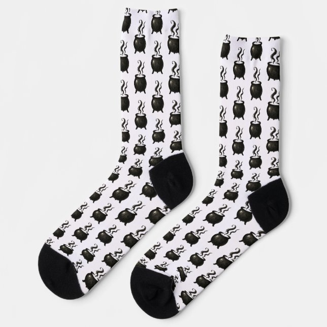 Witch’s Brew – Minimalist Halloween Caldron on  Socks (Left)