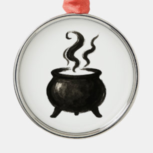 Witch’s Brew – Minimalist Halloween Cauldron on Metal Tree Decoration