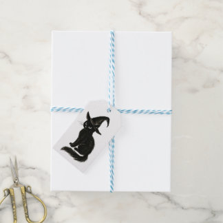 Witch’s Cat – Black Ink Halloween Illustration on  Gift Tags