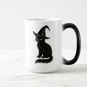 Witch’s Cat – Black Ink Halloween Illustration on  Magic Mug