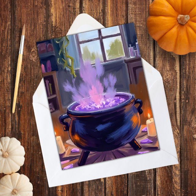 Witch’s Cauldron Halloween Spooky Holiday Card (Creator Uploaded)