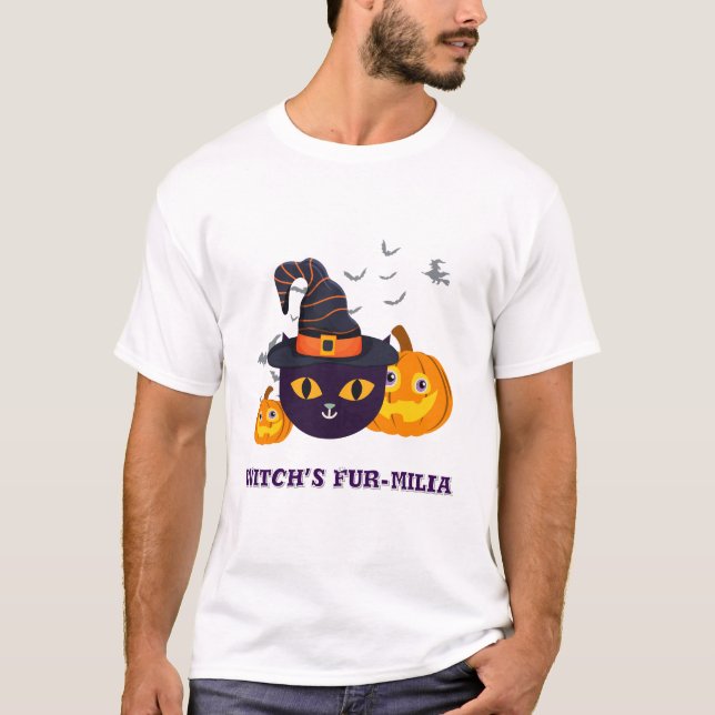 Witch’s Fur-miliar Halloween T-Shirt (Front)