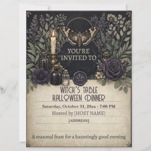 Witch’s Table Halloween Invitation Menu