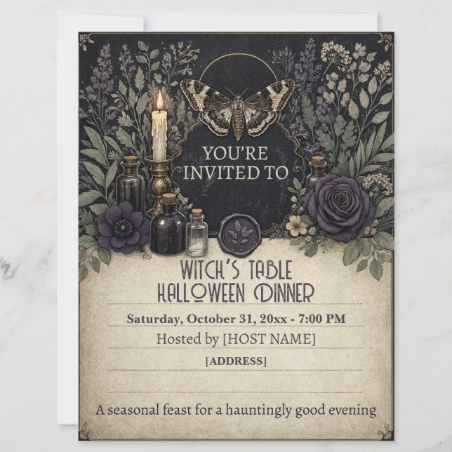 Witch’s Table Halloween Invitation Menu (Front)