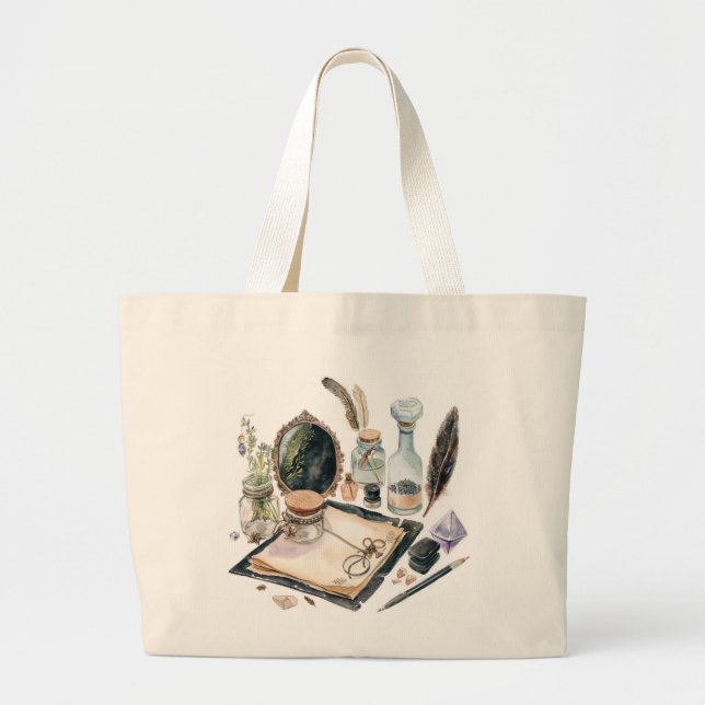 Witch’s Travel Kit - Pack Your Magic & Go Large Tote Bag (Front)