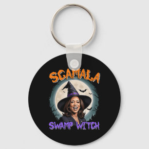 Witch Scamala Harris Anti Kamala Halloween Black P Key Ring