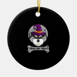 Witch Schnauzer Trick Or Treat Funny Dog Halloween Ceramic Tree Decoration