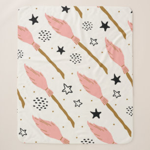Witch School Magic Doodle Pattern Sherpa Blanket
