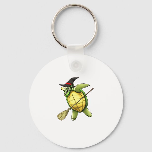 Witch Sea Turtle Dab Funny Halloween Horror Scary  Key Ring (Front)