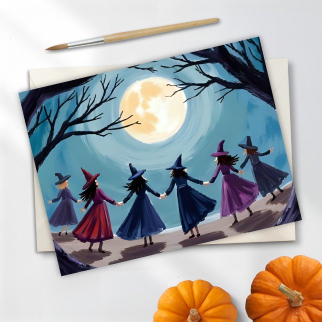 Witch Seance Halloween Painting Holiday Postcard (Creator Uploaded)