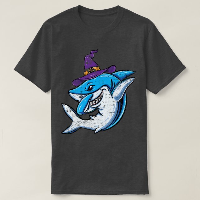 Witch Shark Girls Halloween T-Shirt (Design Front)