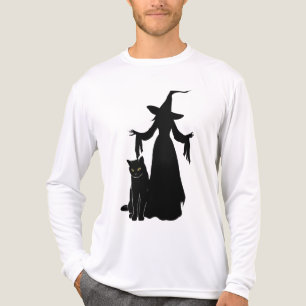 Witch Silhouette Black Cat Halloween Tri-Blend Shirt