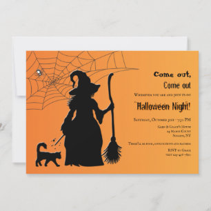 Witch Silhouette Halloween Party Invitation