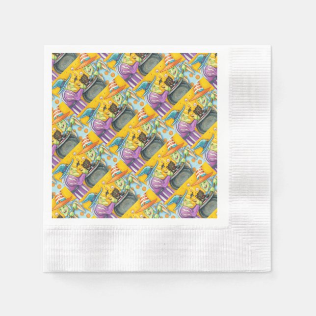 WITCH SISTERS, BLACK CAT & HALLOWEEN BREW NAPKIN (Front)